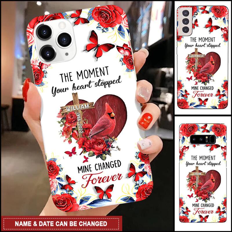 Memorial Cardinal-The Moment Your Heart Stopped Personalized Phone Case