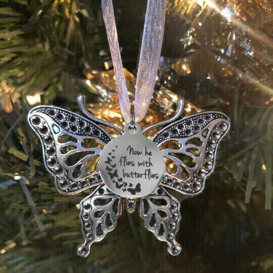Butterfly Memorial Ornaments - Now She/He Flies with Butterflies
