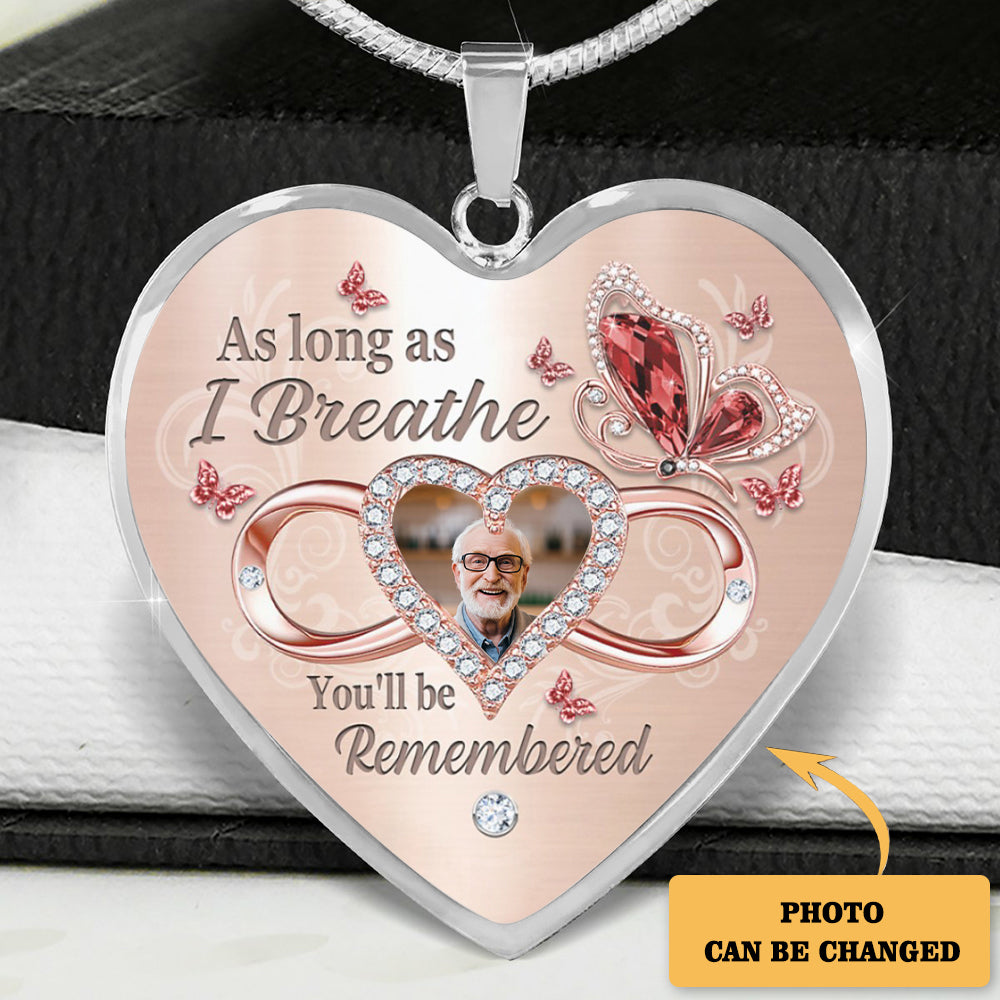 As Long As I Breathe Personalized Heart Necklace