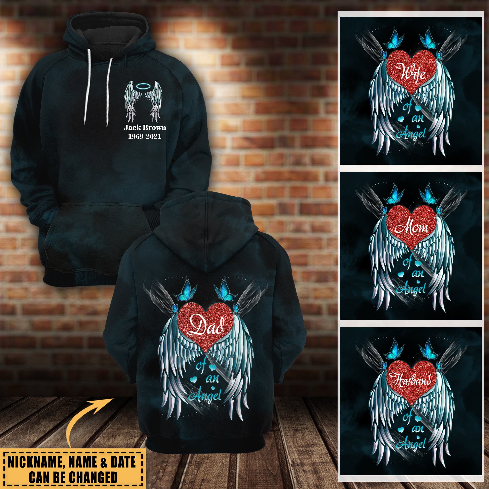 My Loved ones of an Angel Personalized All Over Print Hoodie
