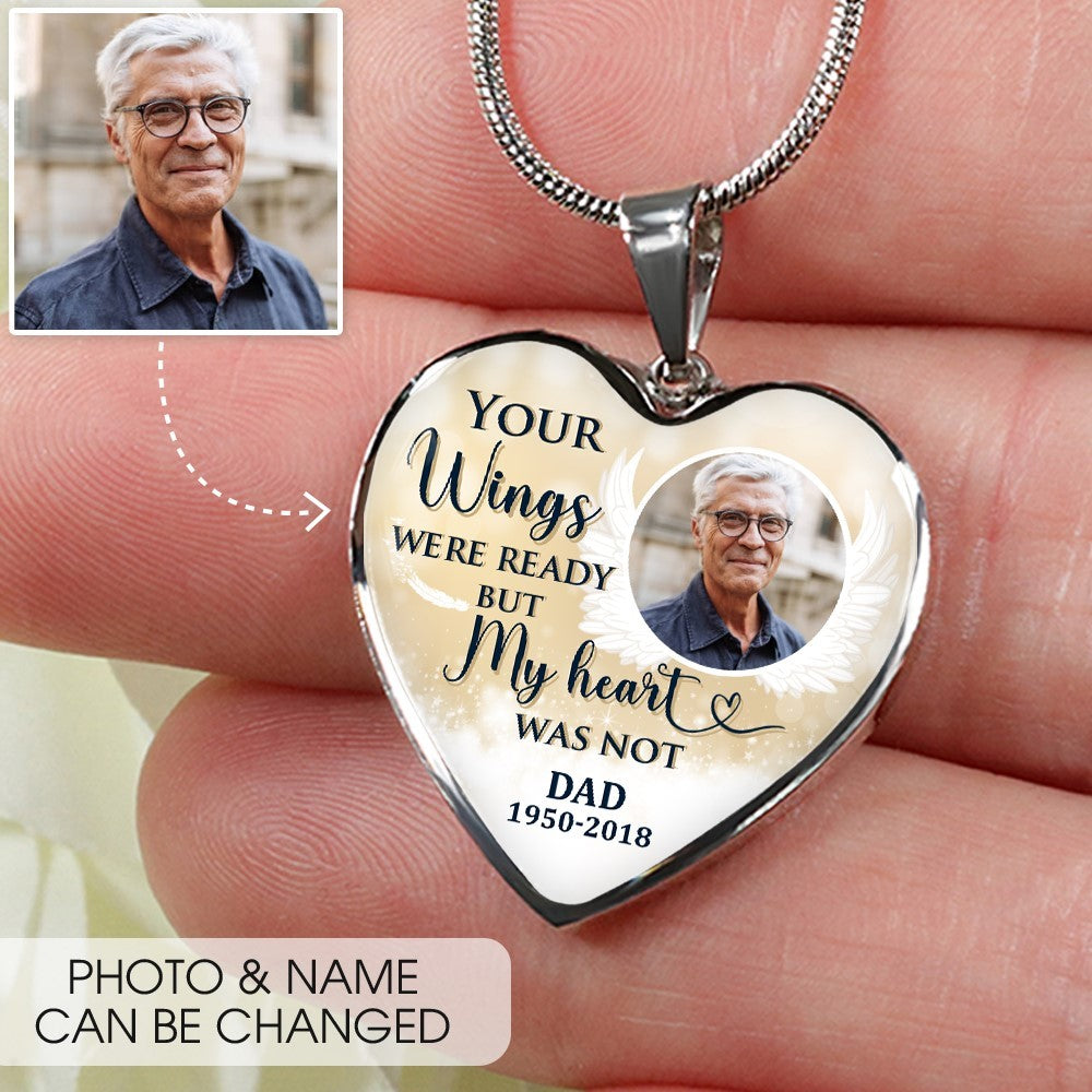Your Wings Were Ready But My Heart Was Not Personalized Heart Necklace