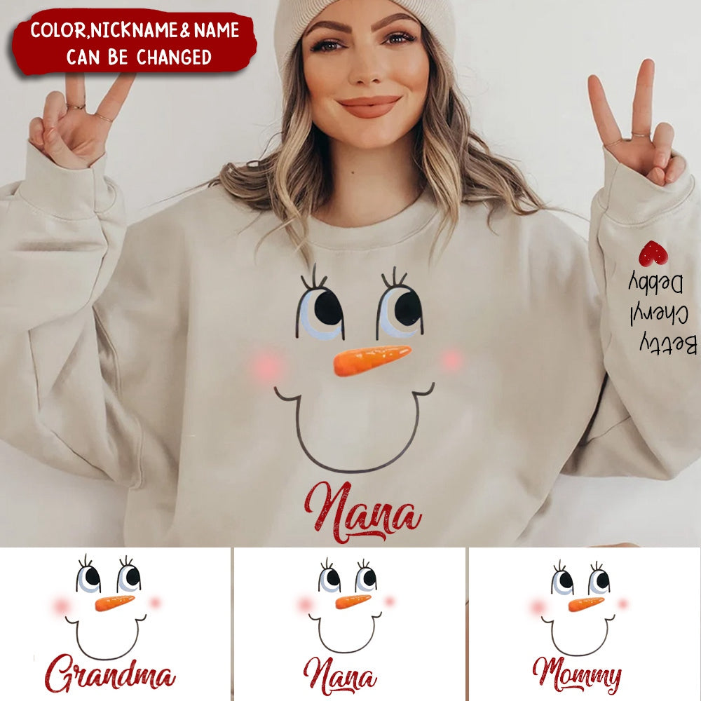 Cute Snow my Grandma Mom Little Heart Kids Personalized Christmas Sweatshirt