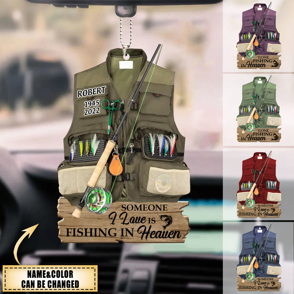 Someone I Love is Fishing in Heaven Memorial Gift Personalized Acrylic Ornament