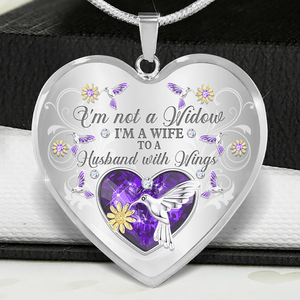 I'm Not A Widow Hummingbird Heart Necklace