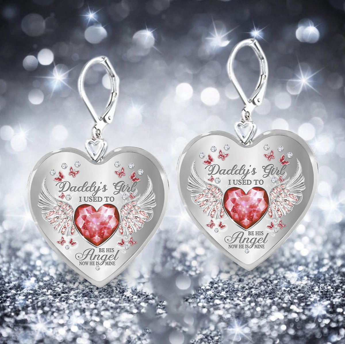 Daddy's Girl Birthstone Heart Earring