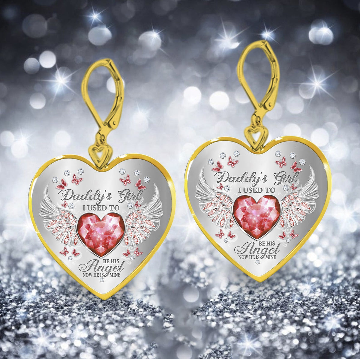Daddy's Girl Birthstone Heart Earring