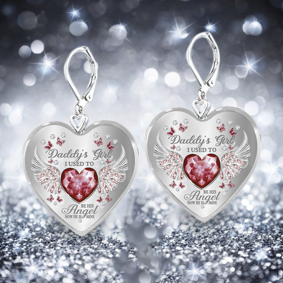 Daddy's Girl Birthstone Heart Earring