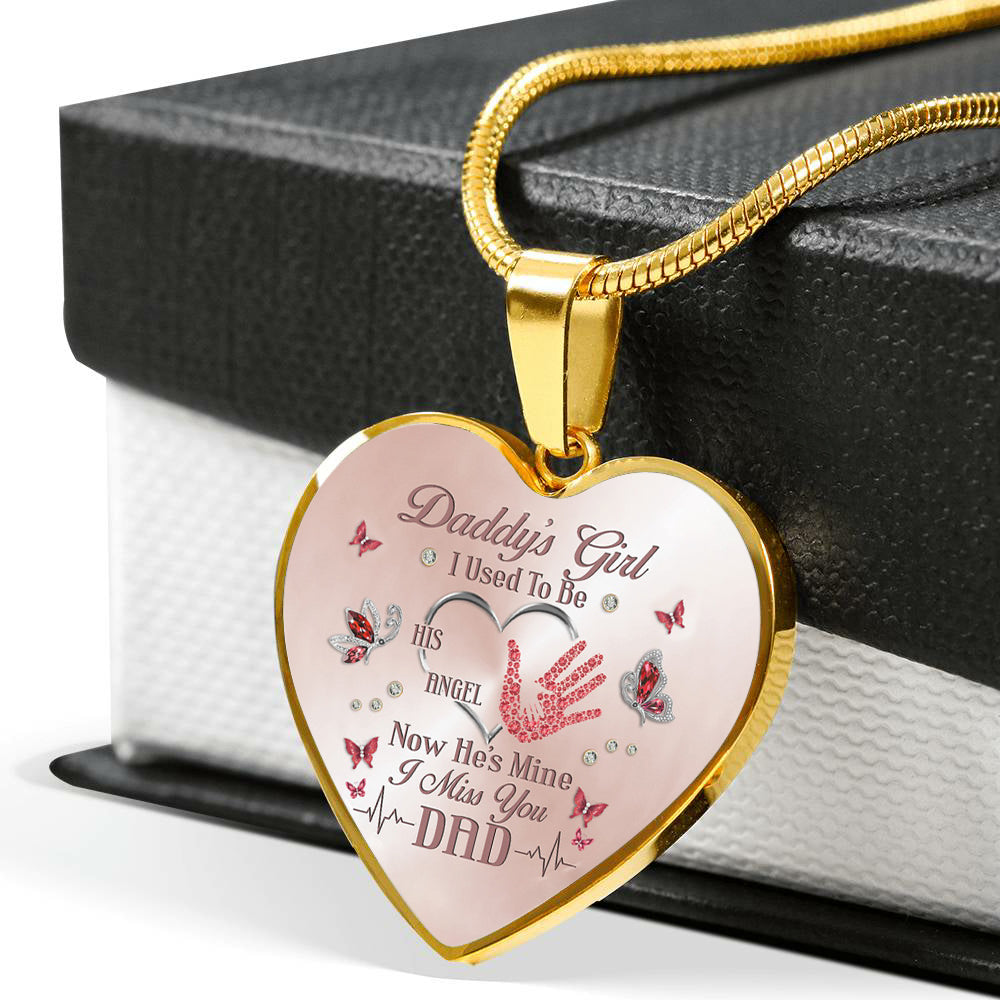 Miss You Dad Heart Necklace