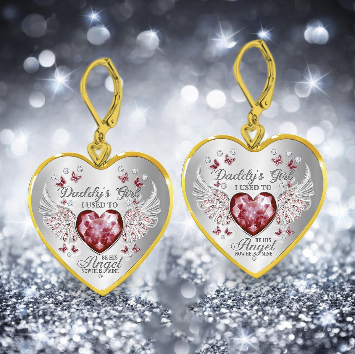Daddy's Girl Birthstone Heart Earring