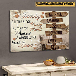 Family A Little Bit Of Crazy - Personalized Canvas - Gift For Family