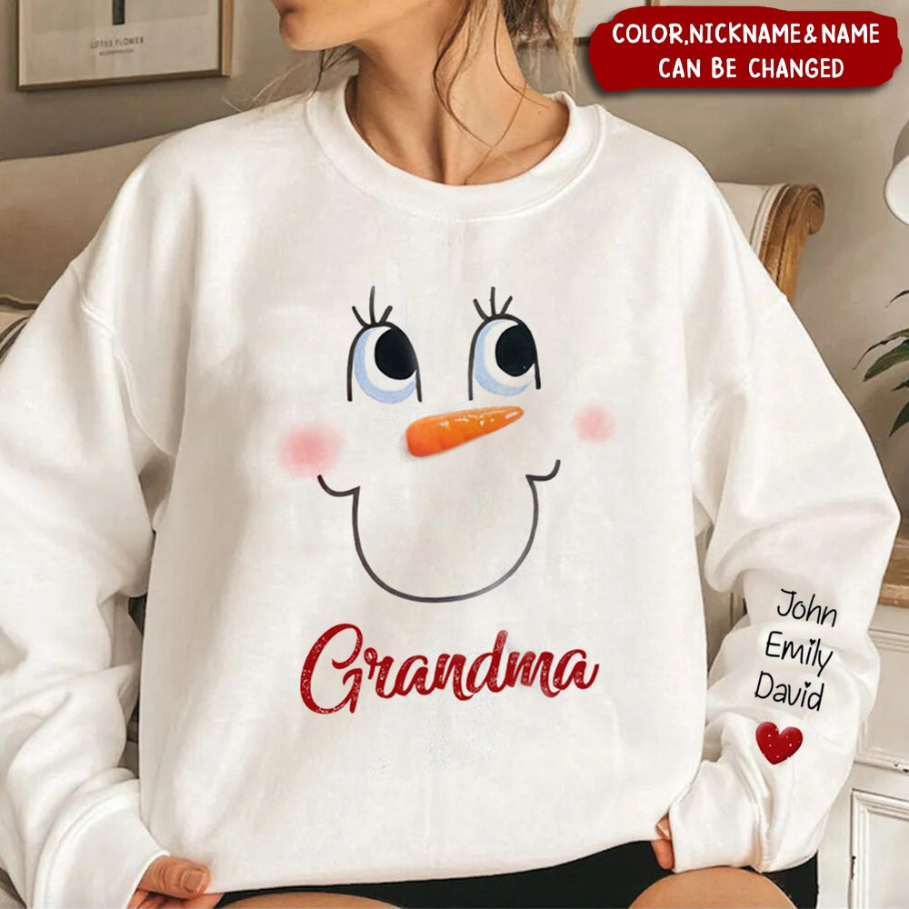 Cute Snow my Grandma Mom Little Heart Kids Personalized Christmas Sweatshirt