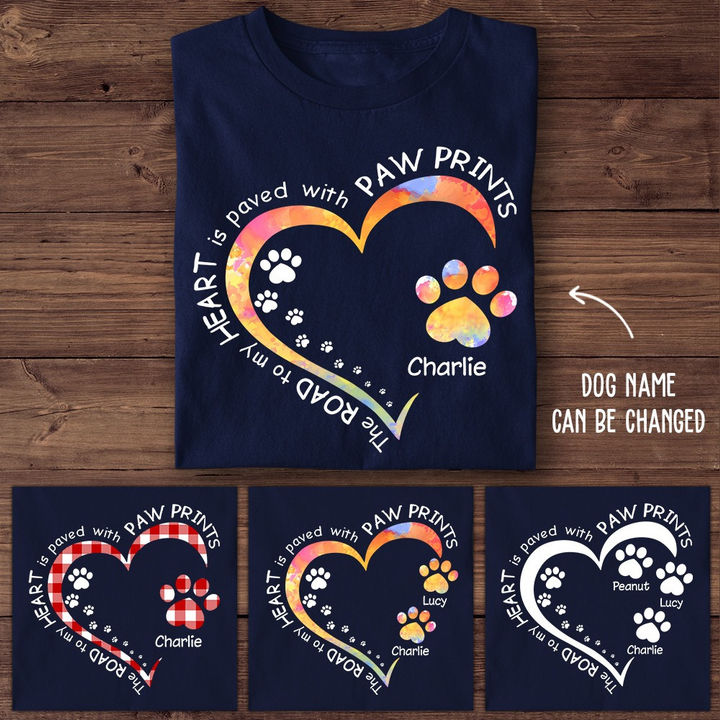 My Heart With Paw Prints - Personalized Custom Unisex T-Shirt