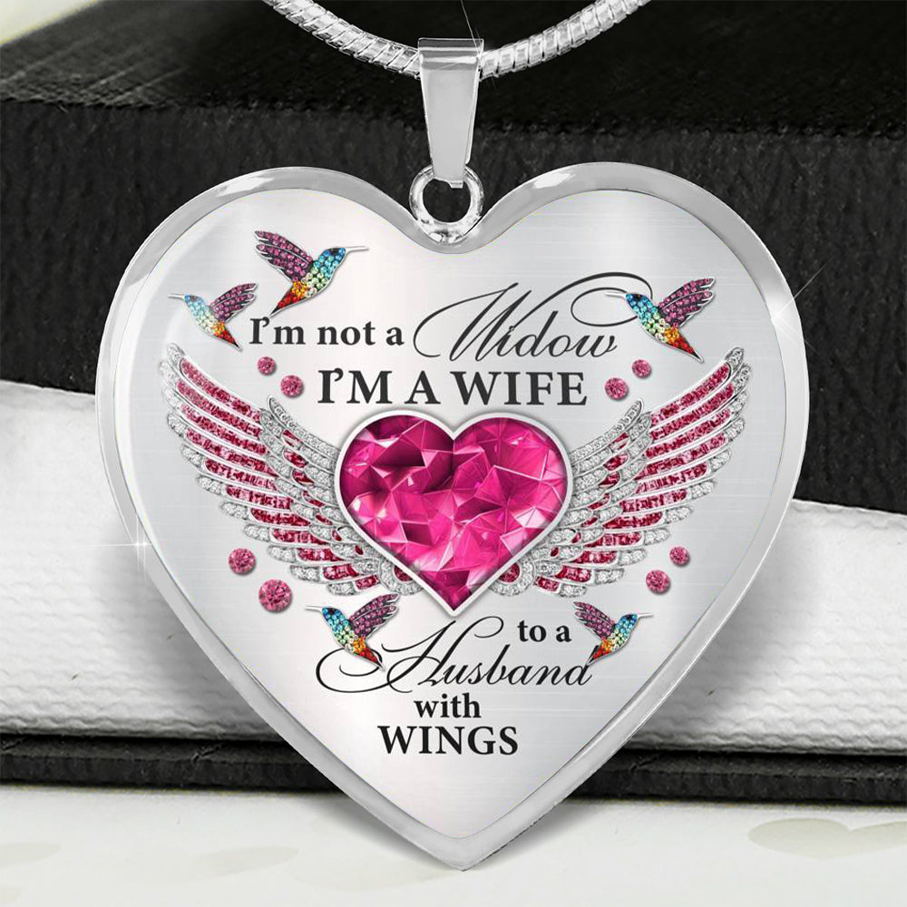 I’m Not A Widow I’m A Wife Hummingbird Heart Necklace