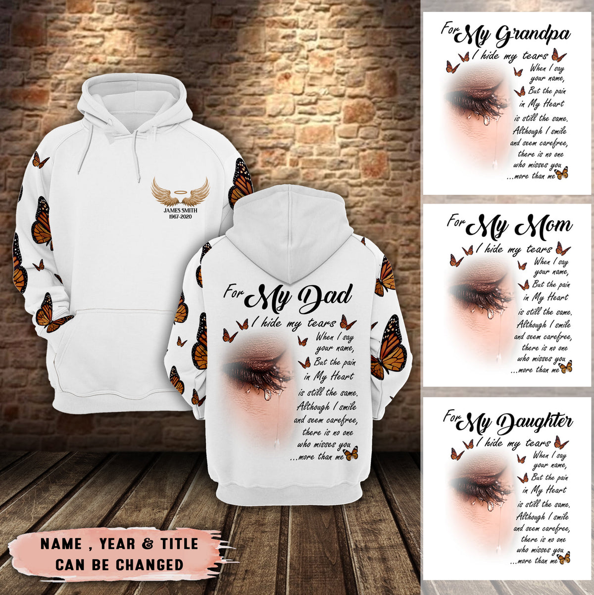 I Hide My Tears Personalized All Over Print Hoodie