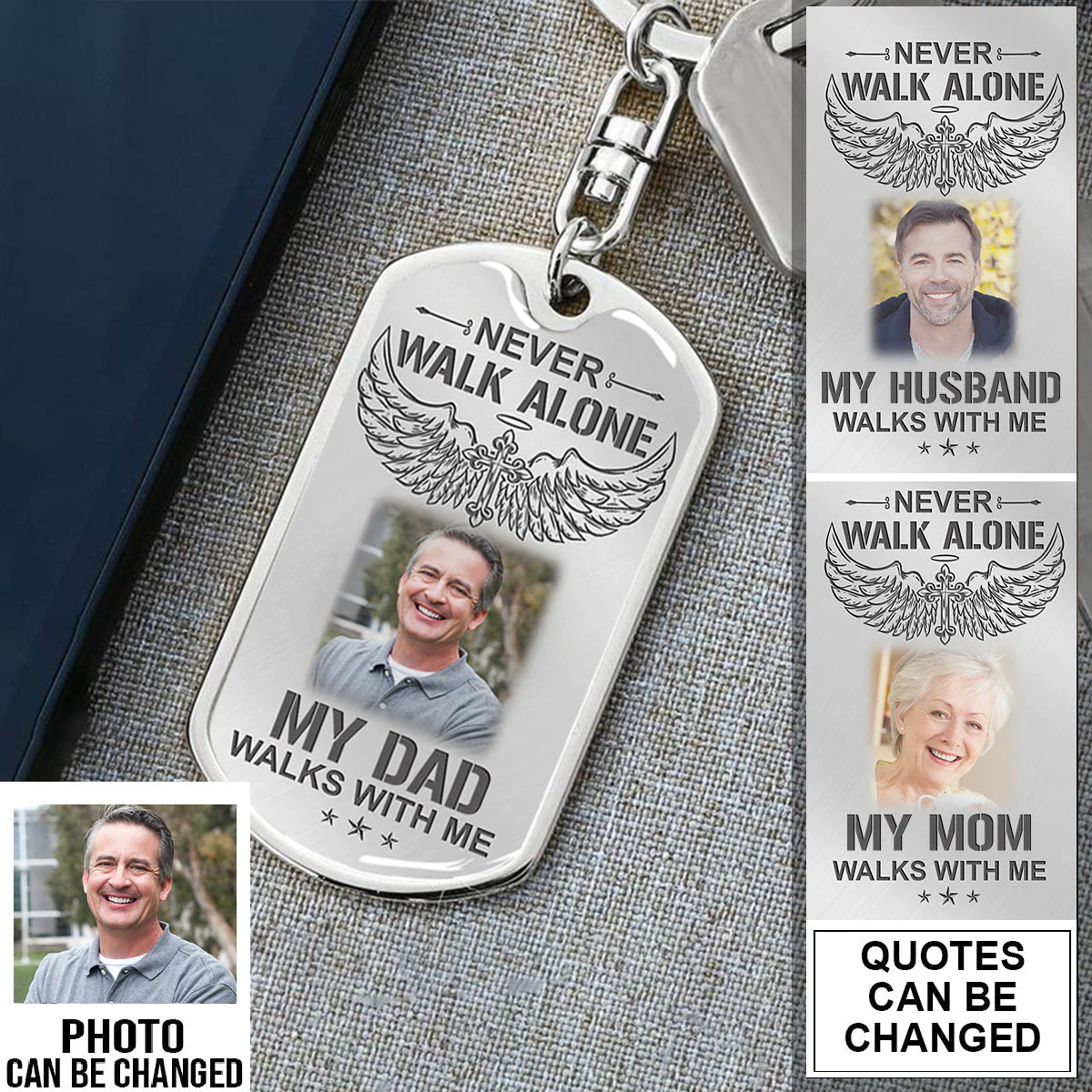 Never Walk Alone My Love Walks With Me, Personalized Keychain