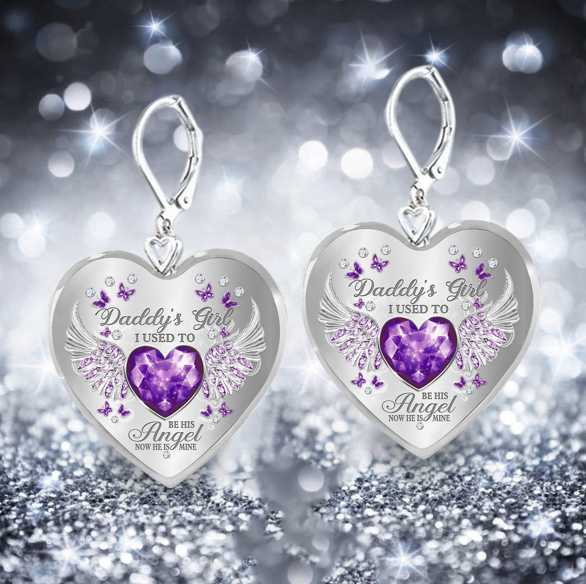 Daddy's Girl Birthstone Heart Earring