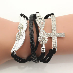 Angel Wings Cross Infinity Bracelet