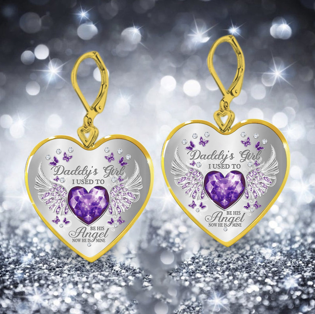 Daddy's Girl Birthstone Heart Earring