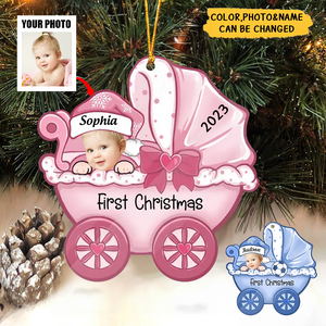 Personalized Photo Acrylic Ornament Gift For Baby - First Christmas
