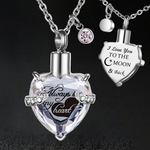 12 Birthstones Heart Cremation Jewelry for Ashes Urn Necklaces