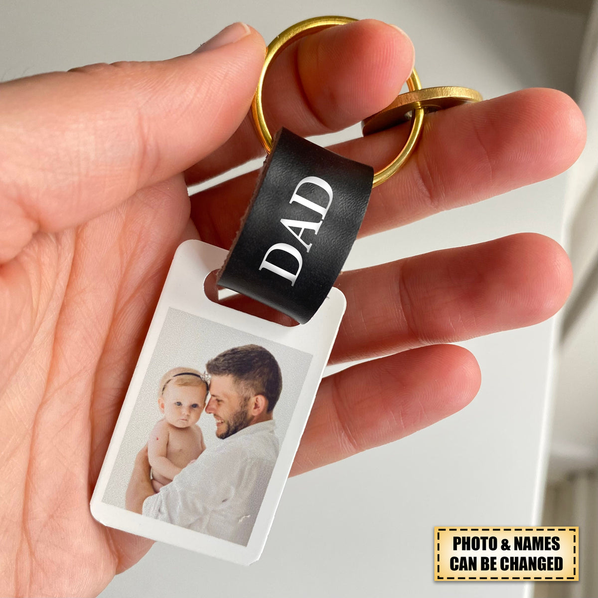 Personalized Leather Photo Keychain - Christmas Birthday Day Gift