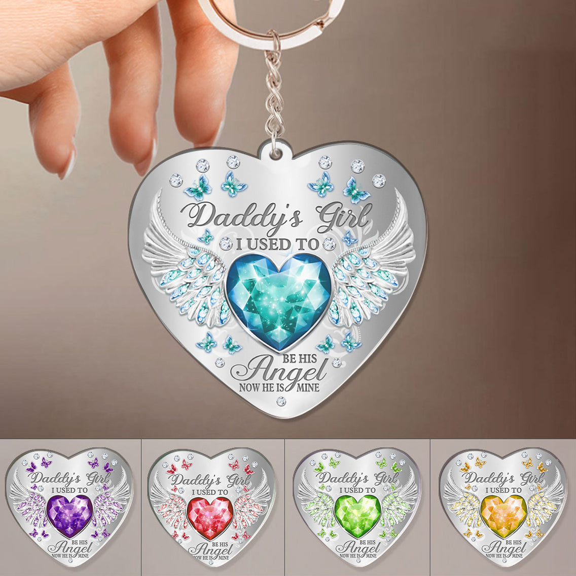 Daddy's Girl Birthstone Heart Acrylic Keychain