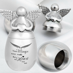 Mini Angel Keepsake Urn for Ashes-Your Wings were Ready, But My Heart was Not