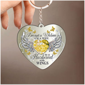 Memorial Butterfly My Husband Has Wings Heart Personalized Acrylic Keychain