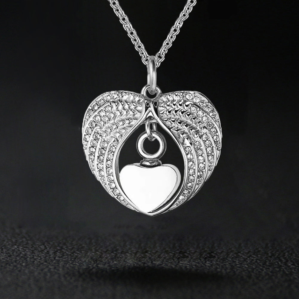 Heart Angel Wings Urn Ashes Necklace