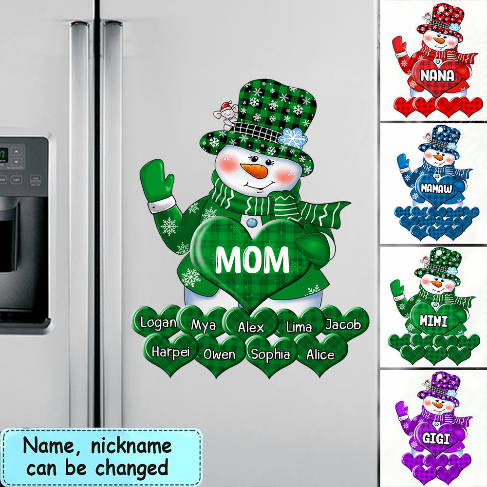 Colorful Christmas Snowman Grandma Mom Little Heart Kids Personalized Decal Sticker