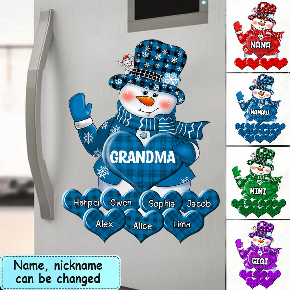 Colorful Christmas Snowman Grandma Mom Little Heart Kids Personalized Decal Sticker