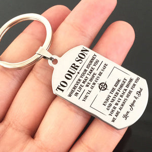 SON MOM AND DAD - ALWAYS BE SAFE - KEY CHAIN