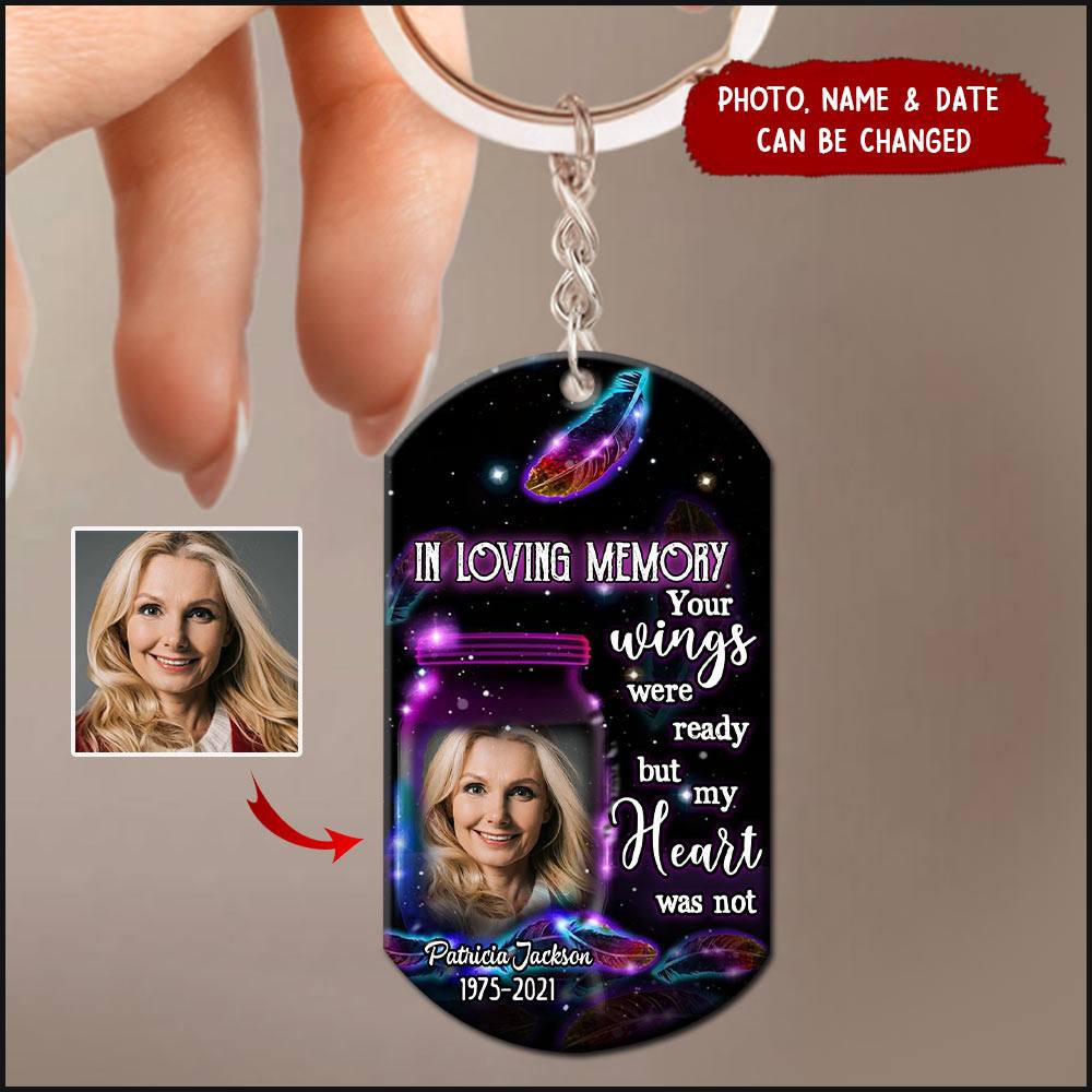 In Loving Memory Family Loss Custom Photo Upload Picture Memorial Gift Keychain