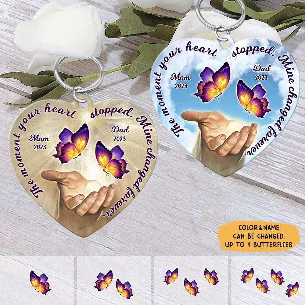 The Moment Your Heart Stopped, Mine Changed Forever Custom Memorial Acrylic Keychain