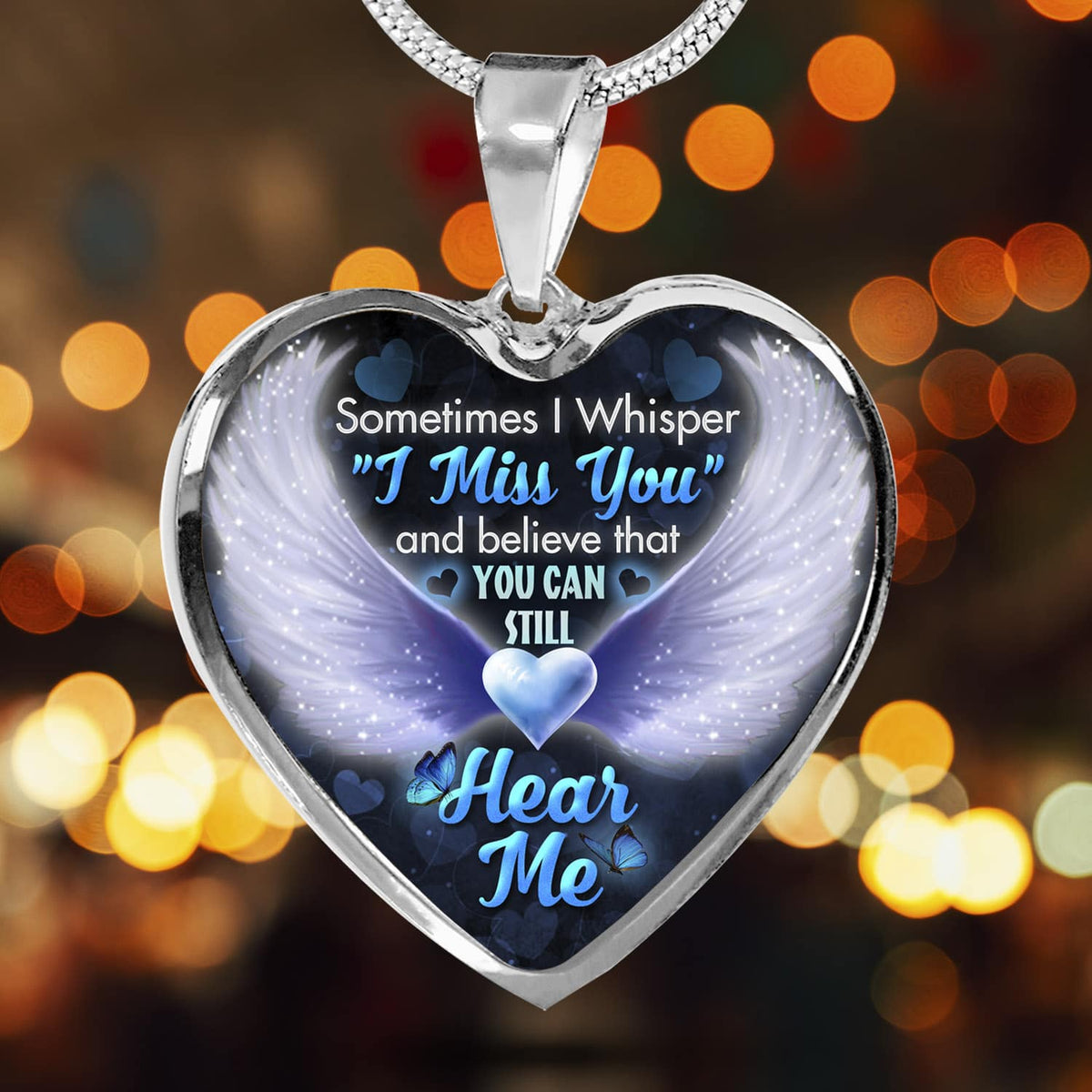 Sometimes I Whisper I Miss You Heart Necklace