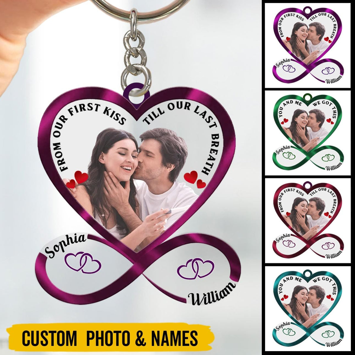 Infinity Heart Couple Custom Photo Personalized Acrylic Keychain - HAPPARY