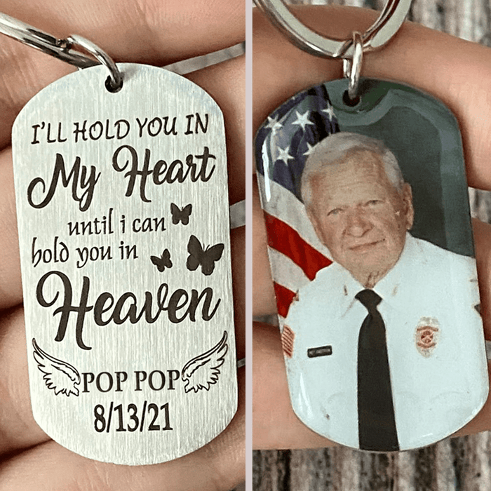 I'll Hold You In My heart Personalized Upload Photo Stainless Steel Keychain