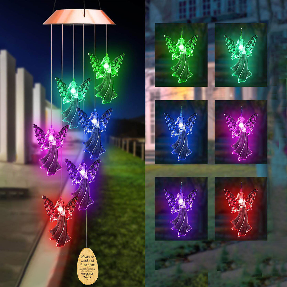 Personalized Guardian Angel Solar Memorial Wind Chimes