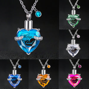 12 Birthstones Heart Cremation Jewelry for Ashes Urn Necklaces