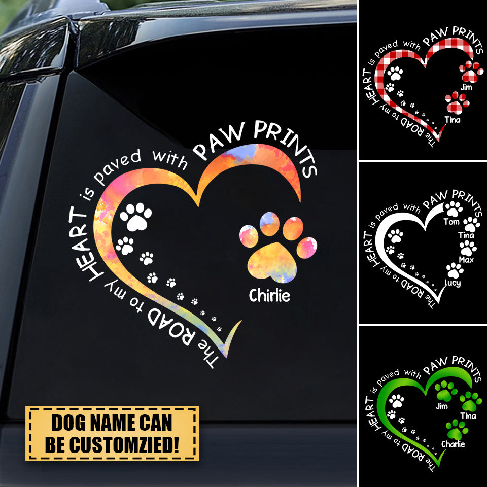 My Heart With Paw Prints Personalized Sticker- DIY Gift For Pet Lovers
