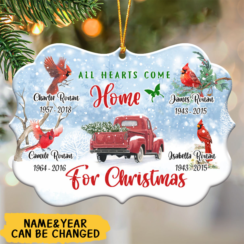 All hearts come home for Christmas Memorial Personalized Ornament