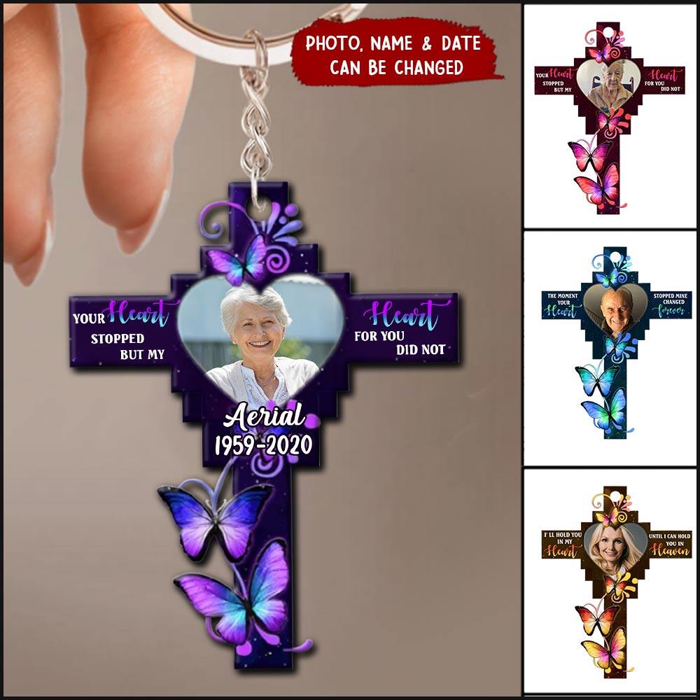 Personalized God Has You In His Arms Memorial Gift Butterfly Keychain