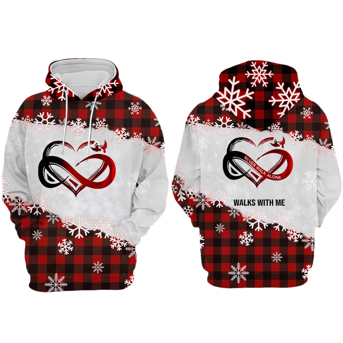 Never Walk Alone Christmas Snowflake Personalized All Over Print Hoodie