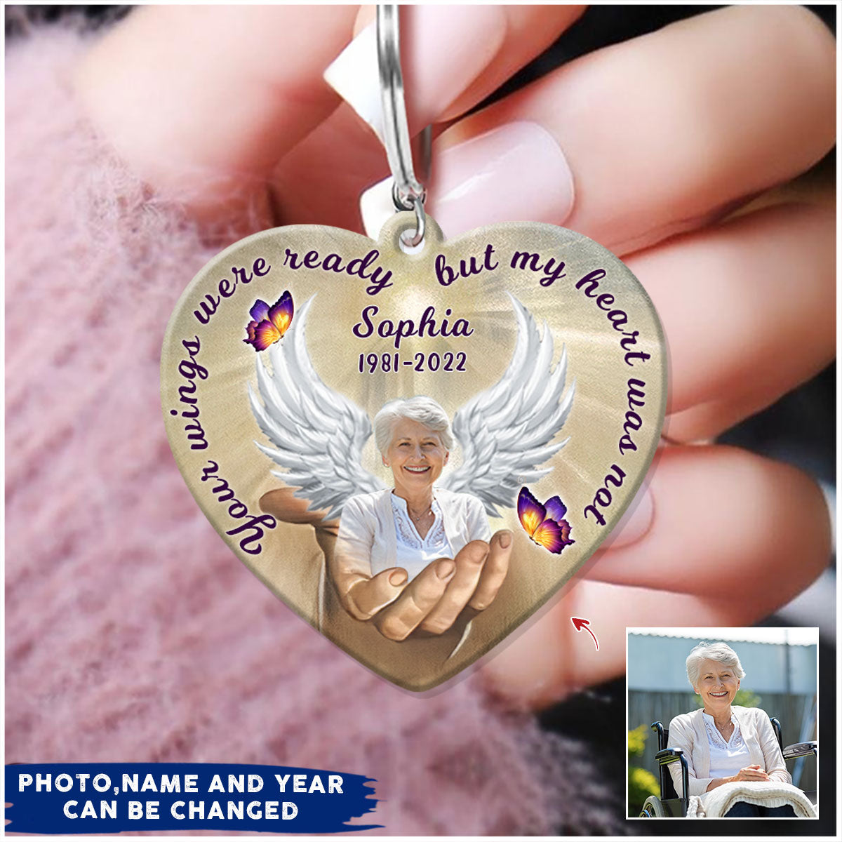 Wings Were Ready But My Heart Was Not Memory Personalized Acrylic Keychain