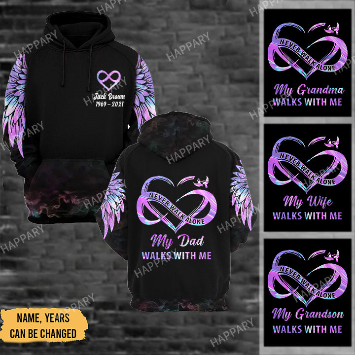 Never Walk Alone My Love Walks With Me Personalized Hoodie