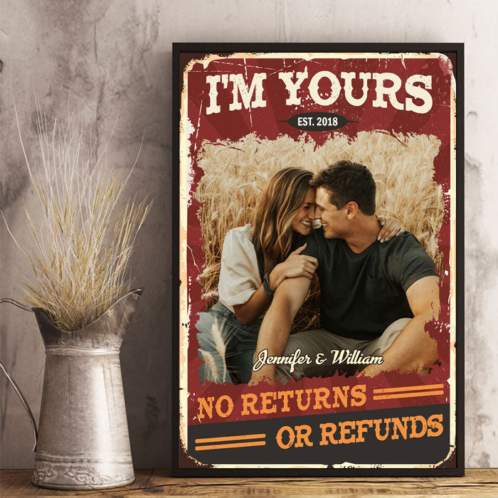 No Returns Or Refunds - Couple Personalized Custom Vertical Poster