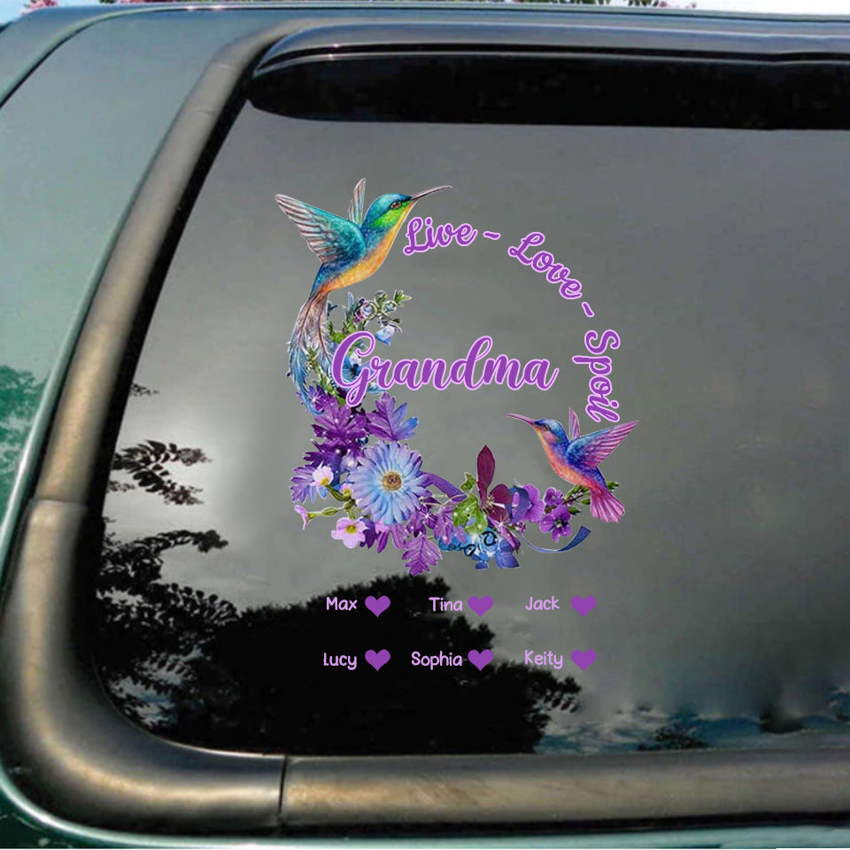 Grandma Nana Mom Hummingbird Personalized Car Stickers