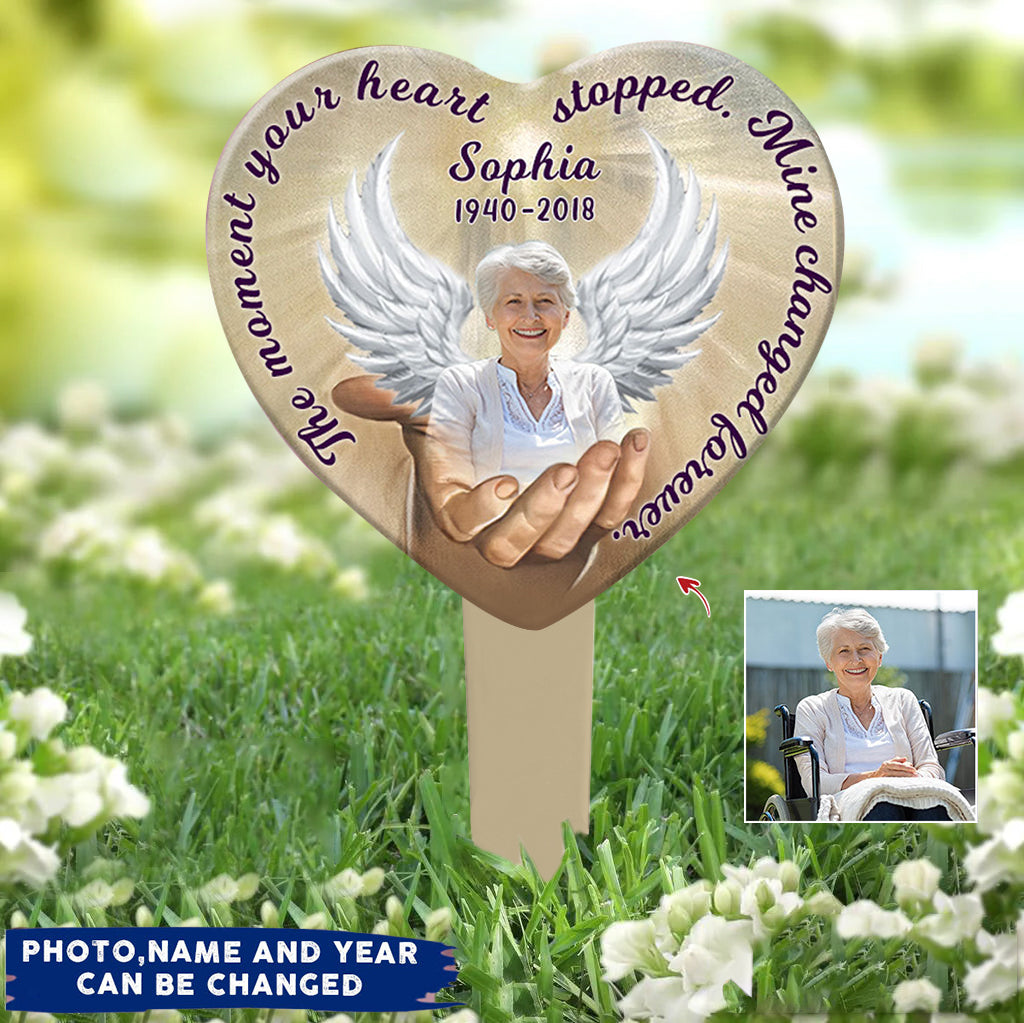Personalized Upload Photo Moment Your Heart Stopped, Mine Changed Forever Acrylic Plaque Stake