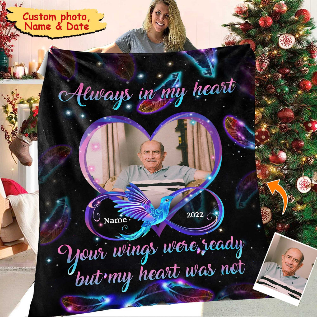 Always in my hearts Personalized Memorial Fleece Blanket