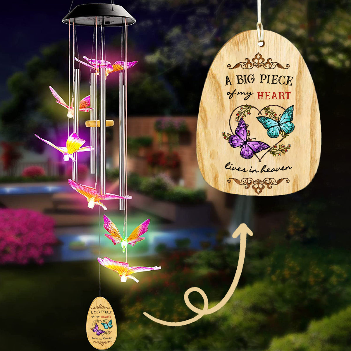 My Love in Heaven Solar Butterfly Wind Chimes